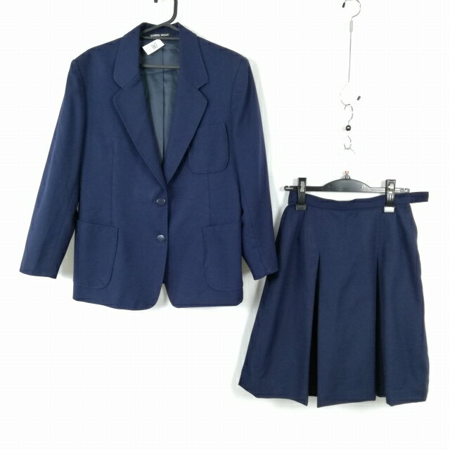 ブレザー スカート 上下2点セット 大きいサイズ 冬物 女子 学生服 中学 高校 紺 制服 中古 ランクC EY6801