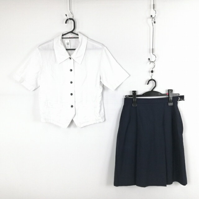 ブラウス スカート 上下2点セット 大きいサイズ カンコー 夏物 女子 学生服 中学 高校 白 制服 中古 ランクC EY6913