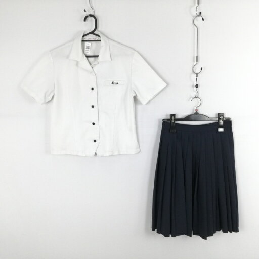 ブラウス スカート 上下2点セット M 夏物 女子 学生服 福岡高校 白 制服 中古 ランクC EY6916 ブラウス スカート 上下2点セット M 夏物 女子 学生服 福岡高校 白 制服 中古 ランクC EY6916