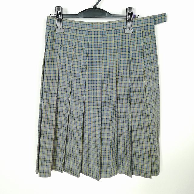 スクールスカート 大きいサイズ 夏物 w75-丈65 チェック 中学 高校 プリーツ 学生服 制服 女子 中古 HK7941