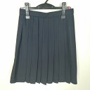 スクールスカート 冬物 w63-丈56 紺 中学 高校 プリーツ 学生服 制服 女子 中古 HK7972