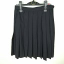 スクールスカート 夏物 w63-丈55 紺 徳島富岡東中学高校 プリーツ 学生服 制服 女子 中古 HK8014