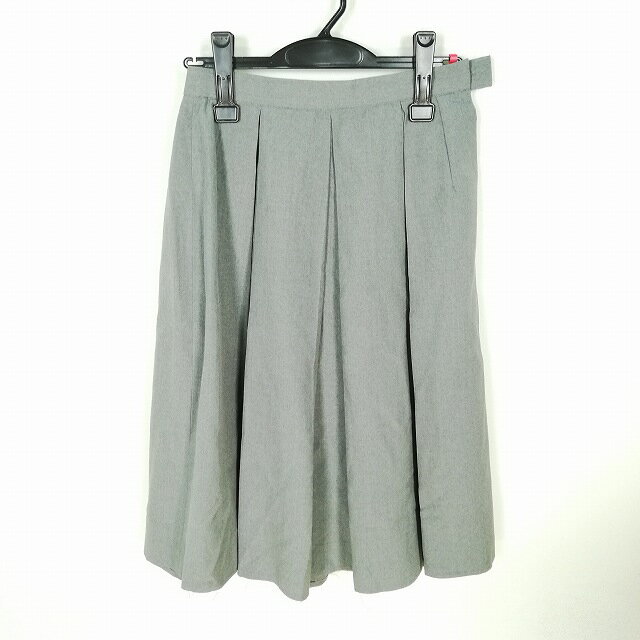 スクールスカート 夏物 w63-丈67 グレー 中学 高校 プリーツ 学生服 制服 女子 中古 HK8033