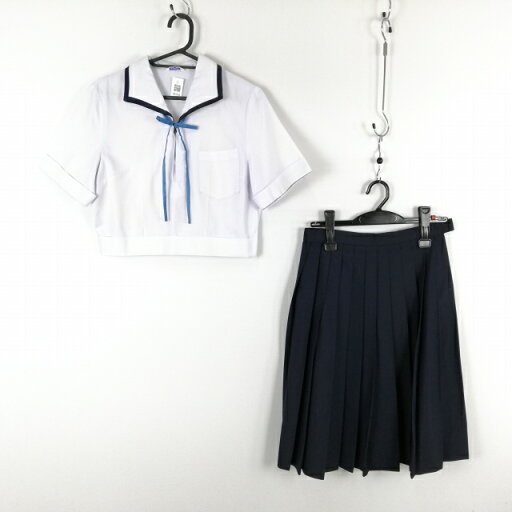 ブラウス スカート 紐タイ 上下3点セット 夏物 女子 学生服 中学 高校 白 制服 中古 ランクC NA3386 ブラウス スカート 紐タイ 上下3点セット 夏物 女子 学生服 中学 高校 白 制服 中古 ランクC NA3386