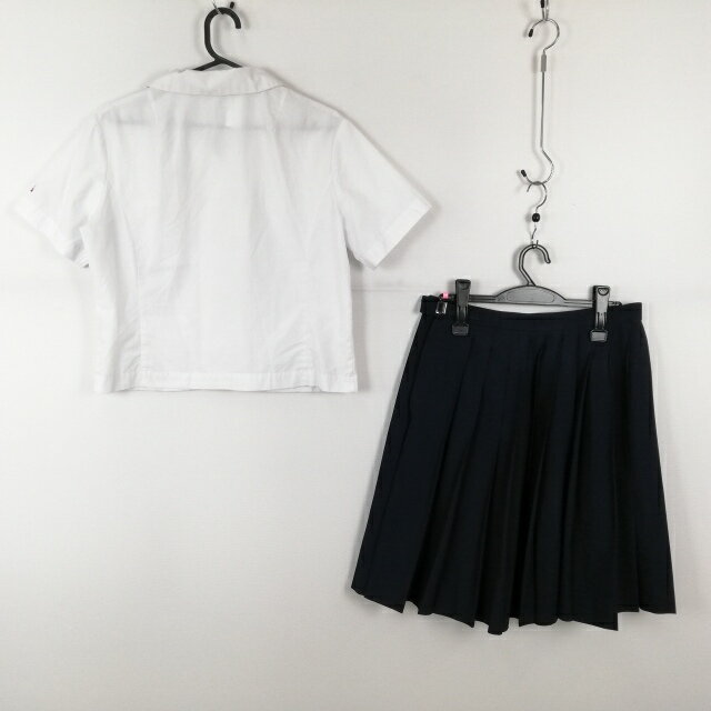 ブラウス スカート 上下2点セット L 大きいサイズ 夏物 女子 学生服 宮崎北高校 白 制服 中古 ランクC EY6865