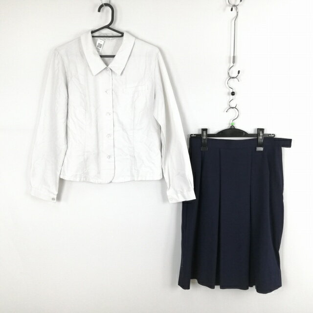ブラウス スカート 上下2点セット 大きいサイズ 中間服 女子 学生服 中学 高校 白 制服 中古 ランクC EY6921