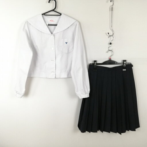 セーラー服 スカート 上下2点セット 165A 大きいサイズ 富士ヨット 中間服 女子 学生服 中学 高校 白 制服 中古 ランクC EY6956 セーラー服 スカート 上下2点セット 165A 大きいサイズ 富士ヨット 中間服 女子 学生服 中学 高校 白 制服 中古 ランクC EY6956