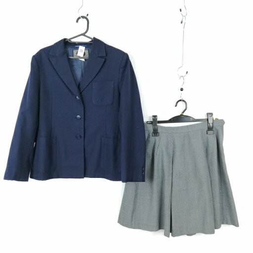 ブレザー スカート 上下2点セット 大きいサイズ 冬物 女子 学生服 中学 高校 紺 制服 中古 ランクC EY7155 ブレザー スカート 上下2点セット 大きいサイズ 冬物 女子 学生服 中学 高校 紺 制服 中古 ランクC EY7155