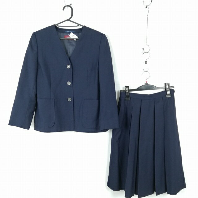 イートン スカート 上下2点セット L トンボ 冬物 女子 学生服 神奈川寺尾中学 紺 制服 中古 ランクC EY7159