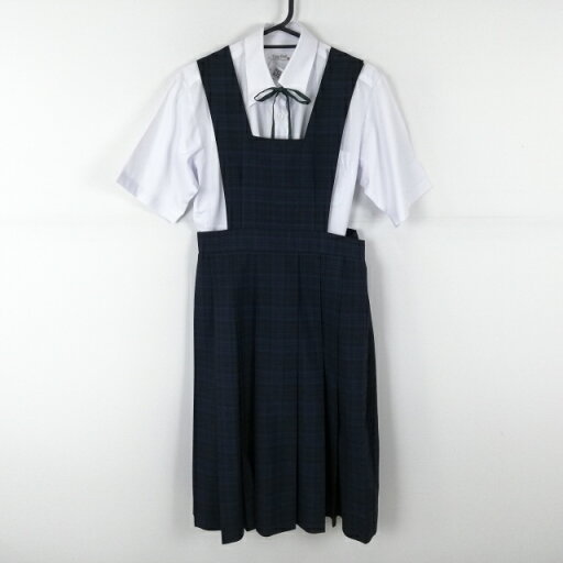 ジャンパースカート 紐タイ ウエスト74 トンボ 夏物 女子 学生服 中学 高校 制服 中古 ランクB EY7187 ジャンパースカート 紐タイ ウエスト74 トンボ 夏物 女子 学生服 中学 高校 制服 中古 ランクB EY7187
