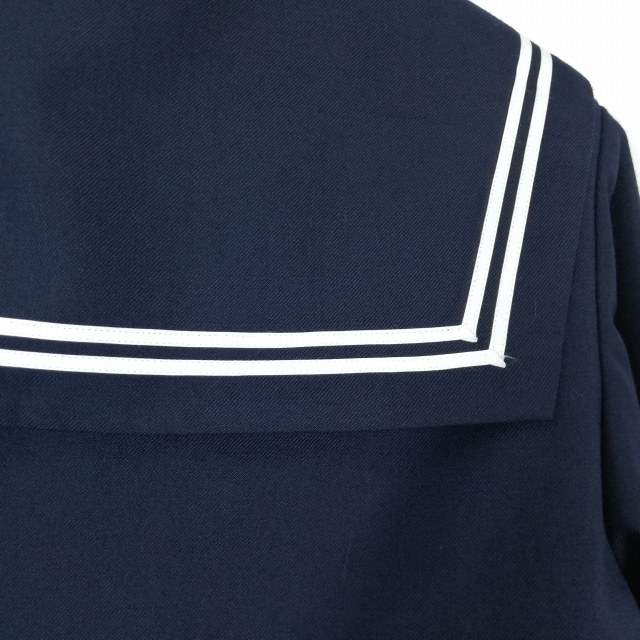 セーラー服 スカート 上下2点セット 155A 冬物 白2本線 女子 学生服 中学 高校 紺 制服 中古 ランクB NA3425
