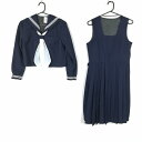セーラー服 ジャンパースカート スカーフ 上下3点セット 冬物 白3本線 女子 学生服 中学 高校 紺 制服 中古 ランクC NA7444