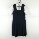 ジャンパースカート 紐タイ 160A バスト92 ウエスト78 カンコー 夏物 女子 学生服 中学 高校 紺 制服 中古 ランクC NA9248