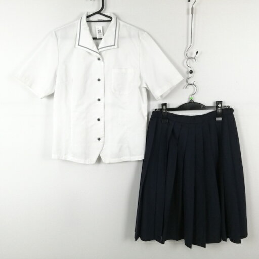 ブラウス スカート 上下2点セット LL 富士ヨット 夏物 女子 学生服 中学 高校 白 制服 中古 ランクC EY0653 ブラウス スカート 上下2点セット LL 富士ヨット 夏物 女子 学生服 中学 高校 白 制服 中古 ランクC EY0653