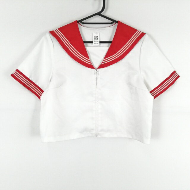 コスプレ セーラー服 上着 2L 白3本線 女子 学生服 中学 高校 白 制服 中古 GM1063