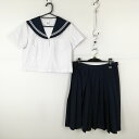 コスプレ セーラー服 スカート 上下2点セット M 白2本線 女子 学生服 中学 高校 白 制服 中古 GM1472