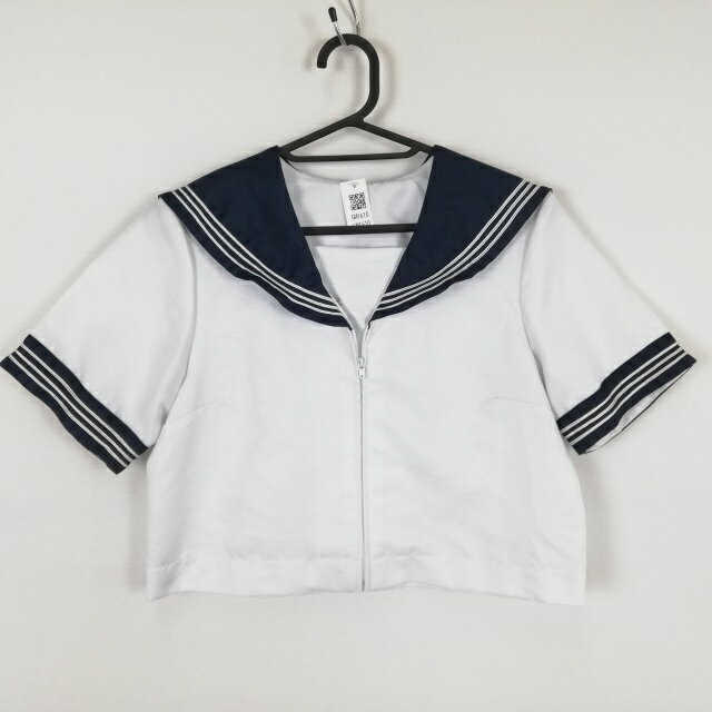 コスプレ セーラー服 上着 M 白3本線 女子 学生服 中学 高校 白 制服 中古 GM1610
