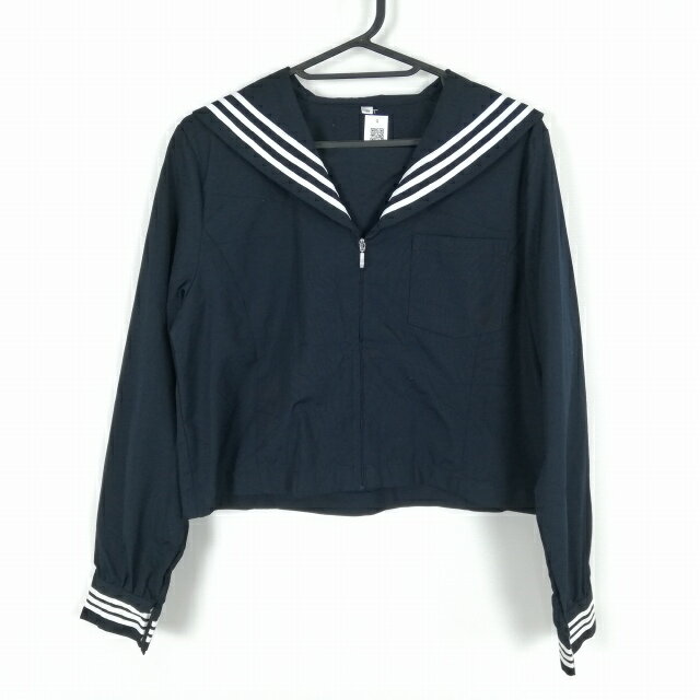 コスプレ セーラー服 上着 M 白3本線 女子 学生服 中学 高校 紺 制服 中古 GM1619