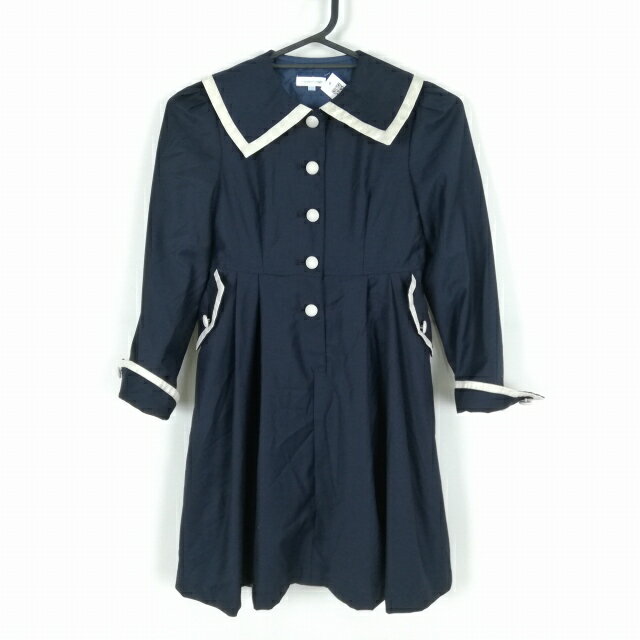 コスプレ ワンピース 上着 130 白1本線 女子 学生服 中学 高校 紺 制服 中古 GM1647