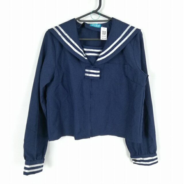 コスプレ セーラー服 上着 白2本線 女子 学生服 中学 高校 紺 制服 中古 GM1668