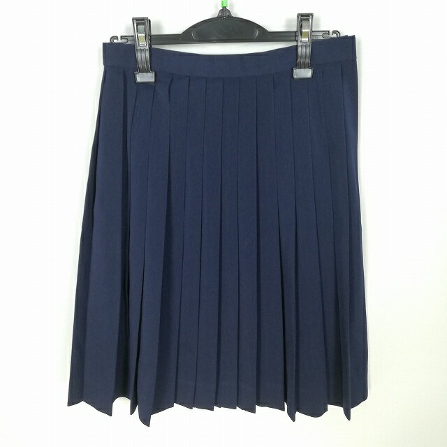 スクールスカート 冬物 w66-丈60 紺 中学 高校 ヒロミチナカノ プリーツ 学生服 制服 女子 中古 HK4735