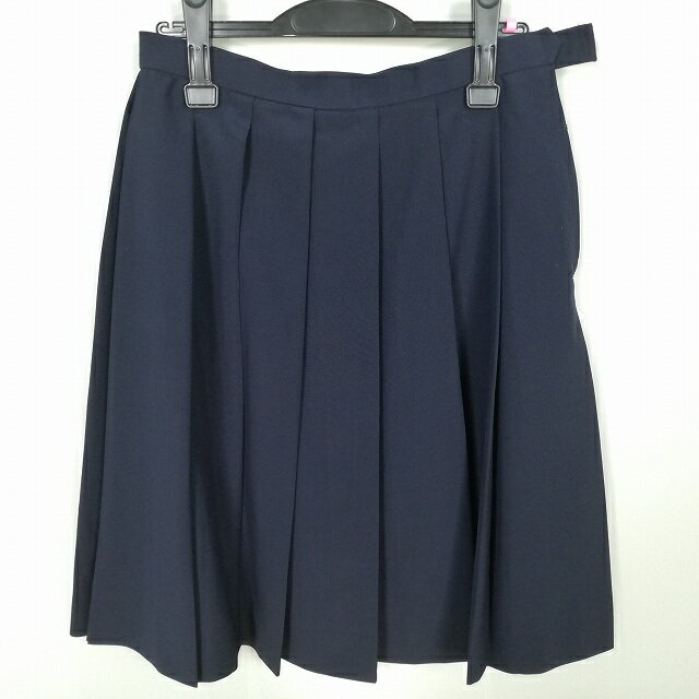 スクールスカート 大きいサイズ 夏物 w72-丈59 紺 中学 高校 プリーツ 学生服 制服 女子 中古 HK5688