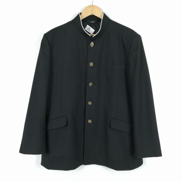 学生服 学ラン 180B 男子 上着 ウール混 学校指定制服 ラウンドカラー 黒 中古 ランクC a3 JJ5650