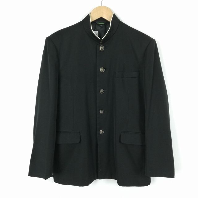 学生服 学ラン 170A 男子 トンボ 上着 ウール混 標準型学生服 ラウンドカラー カシドス 黒 中古 ランクC a3 JJ5728