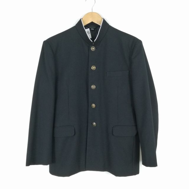 学生服 学ラン 170A 男子 トンボ 上着 ウール混 標準型学生服 ラウンドカラー サージ 黒 中古 ランクC a3 JJ5737