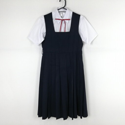 ジャンパースカート 紐タイ バスト88 ウエスト78 冬物 女子 学生服 中学 高校 紺 制服 中古 ランクC NA0141 ジャンパースカート 紐タイ バスト88 ウエスト78 冬物 女子 学生服 中学 高校 紺 制服 中古 ランクC NA0141