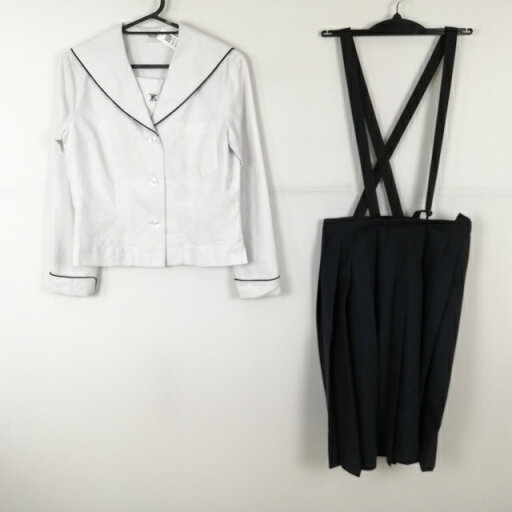 セーラー服 スカート 上下2点セット 中間服 青1本線 女子 学生服 熊本北高校 白 制服 中古 ランクC NA5019 セーラー服 スカート 上下2点セット 中間服 青1本線 女子 学生服 熊本北高校 白 制服 中古 ランクC NA5019