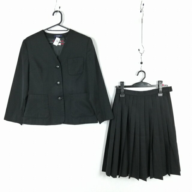 イートン スカート 上下2点セット 155A トンボ 冬物 女子 学生服 中学 高校 黒 制服 中古 ランクC NA5843