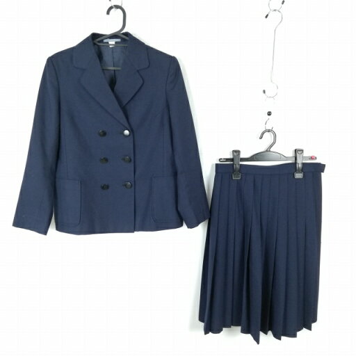ブレザー ベスト スカート 上下3点セット 冬物 女子 学生服 中学 高校 紺 制服 中古 ランクC EY7245 ブレザー ベスト スカート 上下3点セット 冬物 女子 学生服 中学 高校 紺 制服 中古 ランクC EY7245
