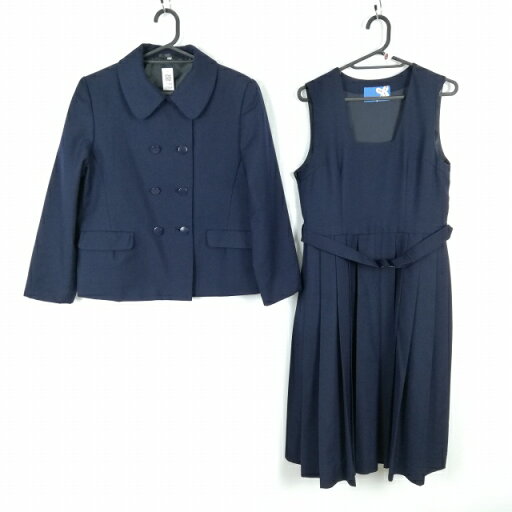 ジャケット ジャンパースカート 上下2点セット 冬物 女子 学生服 中学 高校 紺 制服 中古 ランクC EY7269 ジャケット ジャンパースカート 上下2点セット 冬物 女子 学生服 中学 高校 紺 制服 中古 ランクC EY7269