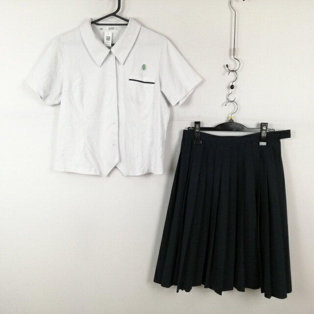 ブラウス スカート 上下2点セット 160B 大きいサイズ 富士ヨット 夏物 女子 学生服 熊本農業高校 白 制服 中古 ランクC EY7351