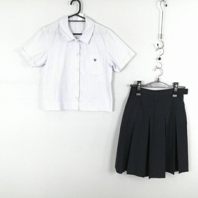 ブラウス スカート 上下2点セット 155 夏物 女子 学生服 高知旭中学 白 制服 中古 ランクC EY7362