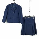 ブレザー スカート 上下2点セット 指定 大きいサイズ 冬物 女子 学生服 中学 高校 紺 制服 中古 ランクC EY7376