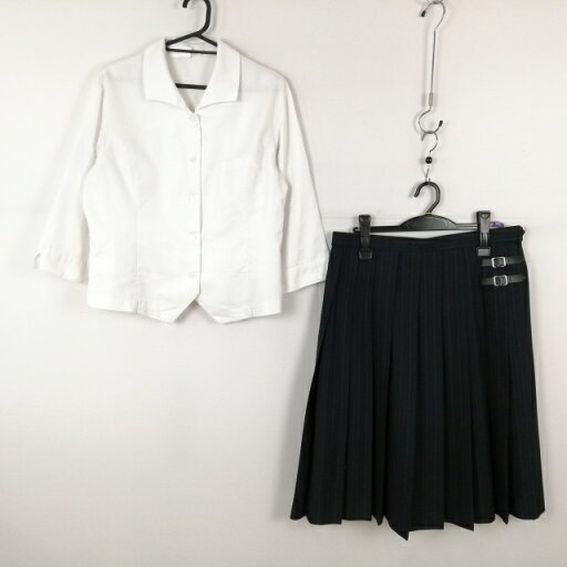 ブラウス スカート 上下2点セット L 大きいサイズ トンボ 中間服 女子 学生服 中学 高校 白 制服 中古 ランクC EY7403 ブラウス スカート 上下2点セット L 大きいサイズ トンボ 中間服 女子 学生服 中学 高校 白 制服 中古 ランクC EY7403