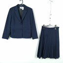 ブレザー ベスト スカート 上下3点セット 大きいサイズ 冬物 女子 学生服 中学 高校 紺 制服 中古 ランクC EY8795