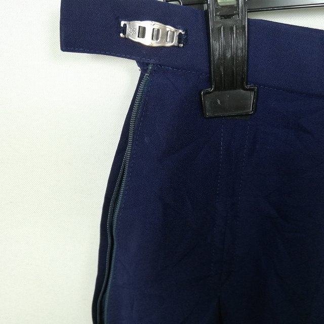 スクールスカート 夏物 w63-丈51 紺 中学 高校 プリーツ 学生服 制服 女子 中古 HK3759