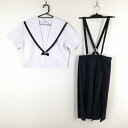 セーラー服 スカート 上下2点セット 大きいサイズ 夏物 青1本線 女子 学生服 静岡浜松西高校 白 制服 中古 ランクC NA3505
