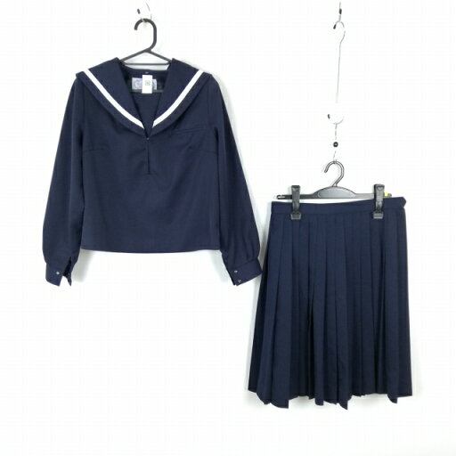 セーラー服 スカート 上下2点セット 大きいサイズ 冬物 白1本線 女子 学生服 中学 高校 紺 制服 中古 ランクC EY7522 セーラー服 スカート 上下2点セット 大きいサイズ 冬物 白1本線 女子 学生服 中学 高校 紺 制服 中古 ランクC EY7522