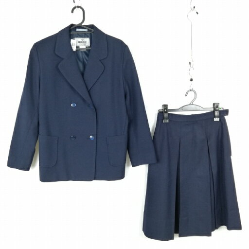 ブレザー スカート 上下2点セット 大きいサイズ 冬物 女子 学生服 中学 高校 紺 制服 中古 ランクC EY7614 ブレザー スカート 上下2点セット 大きいサイズ 冬物 女子 学生服 中学 高校 紺 制服 中古 ランクC EY7614