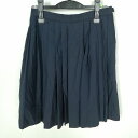 スクールスカート 夏物 w66-丈52 紺 中学 高校 プリーツ 学生服 制服 女子 中古 HK0470