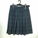 スクールスカート 冬物 w63-丈59 チェック 中学 高校 森英恵 プリーツ 学生服 制服 女子 中古 HK1306