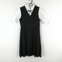 ジャンパースカート 紐タイ バスト88 ウエスト74 トンボ 冬物 女子 学生服 中学 高校 紺 制服 中古 ランクB NA3611