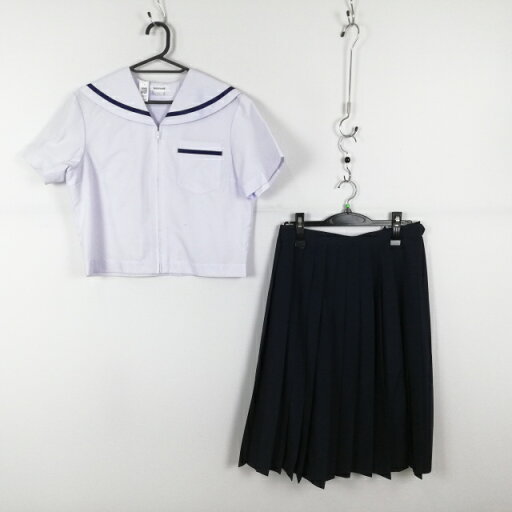 セーラー服 スカート 上下2点セット 大きいサイズ 夏物 青1本線 女子 学生服 中学 高校 白 制服 中古 ランクC NA3629 セーラー服 スカート 上下2点セット 大きいサイズ 夏物 青1本線 女子 学生服 中学 高校 白 制服 中古 ランクC NA3629