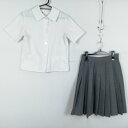 ブラウス スカート 上下2点セット S 夏物 女子 学生服 中学 高校 白 制服 中古 ランクC EY7662