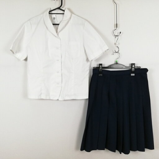 ブラウス スカート 上下2点セット L 大きいサイズ 富士ヨット 夏物 女子 学生服 中学 高校 白 森英恵 制服 中古 ランクC EY7701 ブラウス スカート 上下2点セット L 大きいサイズ 富士ヨット 夏物 女子 学生服 中学 高校 白 森英恵 制服 中古 ランクC EY7701