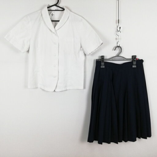 ブラウス スカート 上下2点セット M 富士ヨット 夏物 女子 学生服 中学 高校 白 制服 中古 ランクC EY7703 ブラウス スカート 上下2点セット M 富士ヨット 夏物 女子 学生服 中学 高校 白 制服 中古 ランクC EY7703